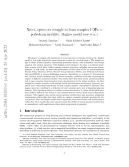 Neural operators struggle to learn complex PDEs in pedestrian mobility: Hughes model case study