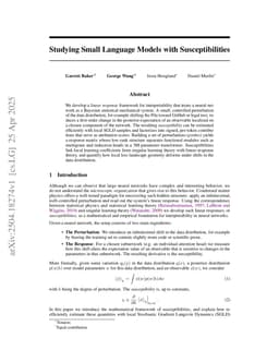 Studying Small Language Models with Susceptibilities