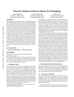 Towards Adaptive Software Agents for Debugging