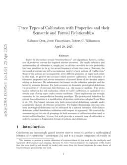Three Types of Calibration with Properties and their Semantic and Formal Relationships