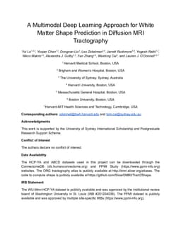 A Multimodal Deep Learning Approach for White Matter Shape Prediction in Diffusion MRI Tractography