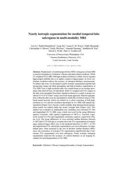 Nearly isotropic segmentation for medial temporal lobe subregions in multi-modality MRI
