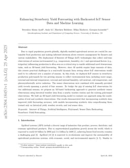 Enhancing Strawberry Yield Forecasting with Backcasted IoT Sensor Data and Machine Learning