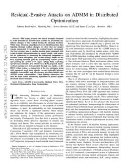 Residual-Evasive Attacks on ADMM in Distributed Optimization