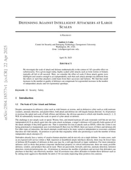 Defending Against Intelligent Attackers at Large Scales