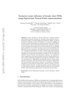 Geometry aware inference of steady state PDEs using Equivariant Neural Fields representations