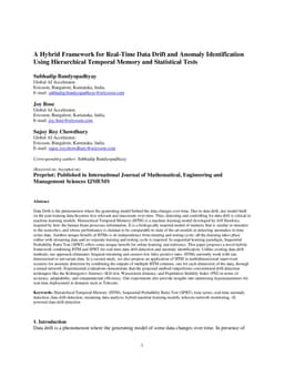 A Hybrid Framework for Real-Time Data Drift and Anomaly Identification Using Hierarchical Temporal Memory and Statistical Tests