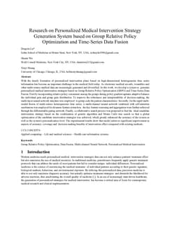 Research on Personalized Medical Intervention Strategy Generation System based on Group Relative Policy Optimization and Time-Series Data Fusion