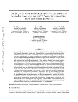 Co-Training with Active Contrastive Learning and Meta-Pseudo-Labeling on 2D Projections for Deep Semi-Supervised Learning