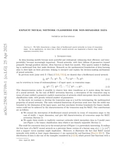 Explicit neural network classifiers for non-separable data