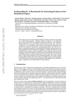 EvidenceBench: A Benchmark for Extracting Evidence from Biomedical Papers
