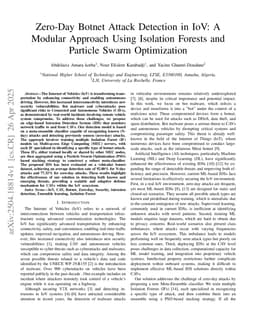 Zero-Day Botnet Attack Detection in IoV: A Modular Approach Using Isolation Forests and Particle Swarm Optimization