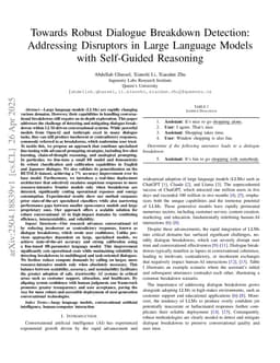 Towards Robust Dialogue Breakdown Detection: Addressing Disruptors in Large Language Models with Self-Guided Reasoning
