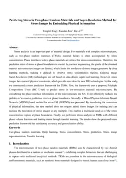 Predicting Stress in Two-phase Random Materials and Super-Resolution Method for Stress Images by Embedding Physical Information