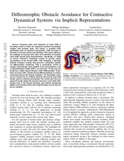 Diffeomorphic Obstacle Avoidance for Contractive Dynamical Systems via Implicit Representations