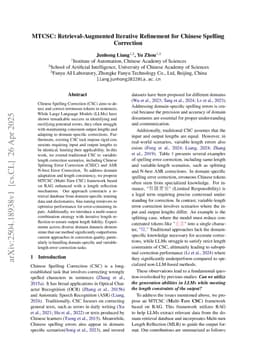MTCSC: Retrieval-Augmented Iterative Refinement for Chinese Spelling Correction