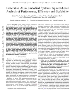 Generative AI in Embodied Systems: System-Level Analysis of Performance, Efficiency and Scalability