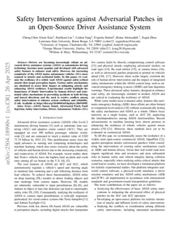 Safety Interventions against Adversarial Patches in an Open-Source Driver Assistance System