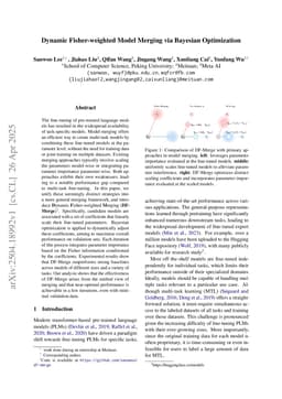 Dynamic Fisher-weighted Model Merging via Bayesian Optimization