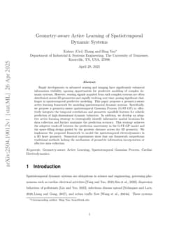 Geometry-aware Active Learning of Spatiotemporal Dynamic Systems