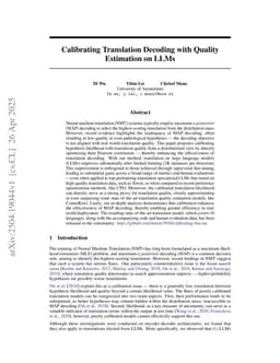 Calibrating Translation Decoding with Quality Estimation on LLMs