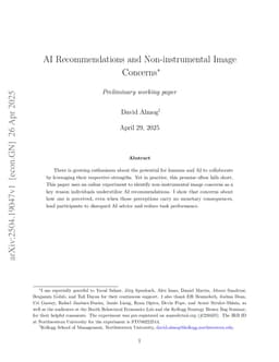 AI Recommendations and Non-instrumental Image Concerns