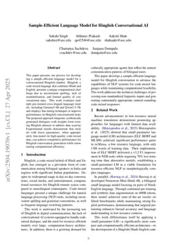 Sample-Efficient Language Model for Hinglish Conversational AI