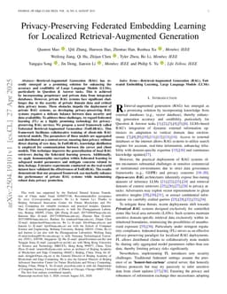 Privacy-Preserving Federated Embedding Learning for Localized Retrieval-Augmented Generation