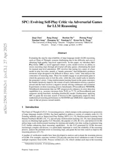 SPC: Evolving Self-Play Critic via Adversarial Games for LLM Reasoning