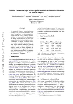 Dynamic Embedded Topic Models: properties and recommendations based on diverse corpora