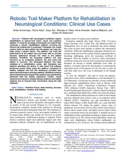 Robotic Trail Maker Platform for Rehabilitation in Neurological Conditions: Clinical Use Cases