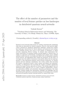 The effect of the number of parameters and the number of local feature patches on loss landscapes in distributed quantum neural networks