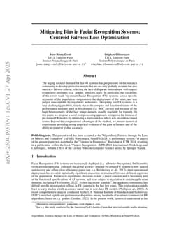 Mitigating Bias in Facial Recognition Systems: Centroid Fairness Loss Optimization