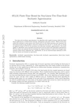 $O(1/k)$ Finite-Time Bound for Non-Linear Two-Time-Scale Stochastic Approximation
