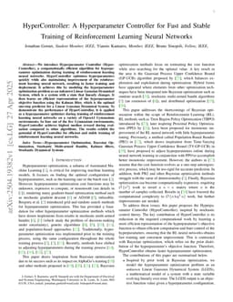 HyperController: A Hyperparameter Controller for Fast and Stable Training of Reinforcement Learning Neural Networks