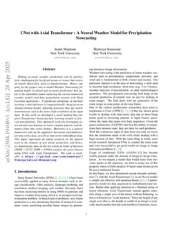 UNet with Axial Transformer : A Neural Weather Model for Precipitation Nowcasting