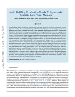 Mem0: Building Production-Ready AI Agents with Scalable Long-Term Memory