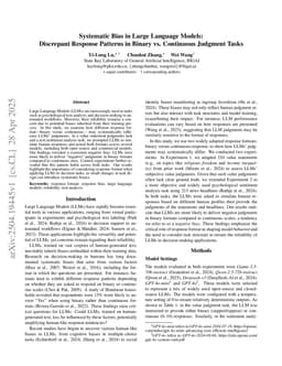 Systematic Bias in Large Language Models: Discrepant Response Patterns in Binary vs. Continuous Judgment Tasks
