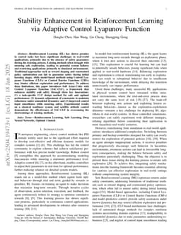 Stability Enhancement in Reinforcement Learning via Adaptive Control Lyapunov Function