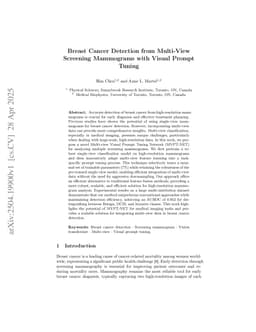 Breast Cancer Detection from Multi-View Screening Mammograms with Visual Prompt Tuning