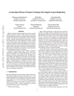 Accelerating Mixture-of-Experts Training with Adaptive Expert Replication