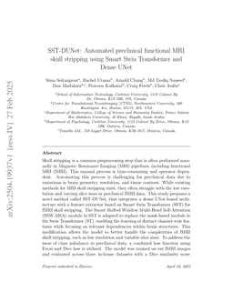SST-DUNet: Automated preclinical functional MRI skull stripping using Smart Swin Transformer and Dense UNet