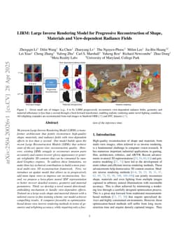 LIRM: Large Inverse Rendering Model for Progressive Reconstruction of Shape, Materials and View-dependent Radiance Fields