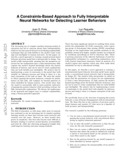 A constraints-based approach to fully interpretable neural networks for detecting learner behaviors