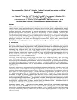Recommending Clinical Trials for Online Patient Cases using Artificial Intelligence