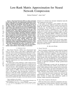 Low-Rank Matrix Approximation for Neural Network Compression