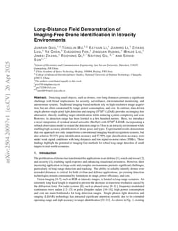 Long-Distance Field Demonstration of Imaging-Free Drone Identification in Intracity Environments
