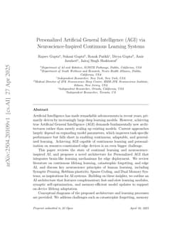 Personalized Artificial General Intelligence (AGI) via Neuroscience-Inspired Continuous Learning Systems