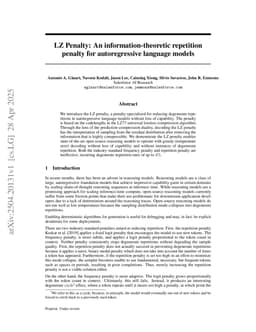 LZ Penalty: An information-theoretic repetition penalty for autoregressive language models