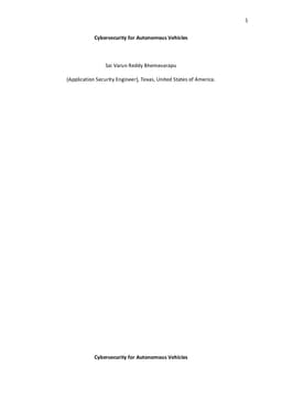 Cybersecurity for Autonomous Vehicles